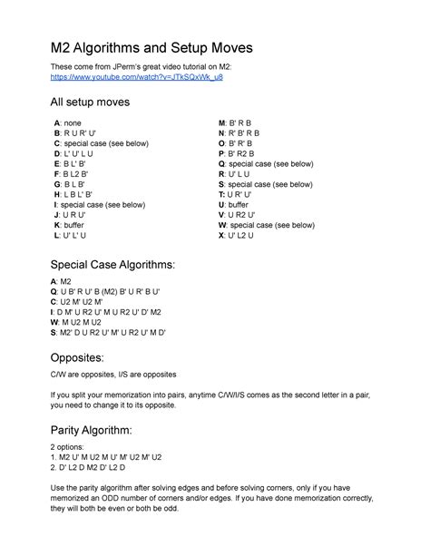 M2 Algorithms and Setup Moves PDF (a single.